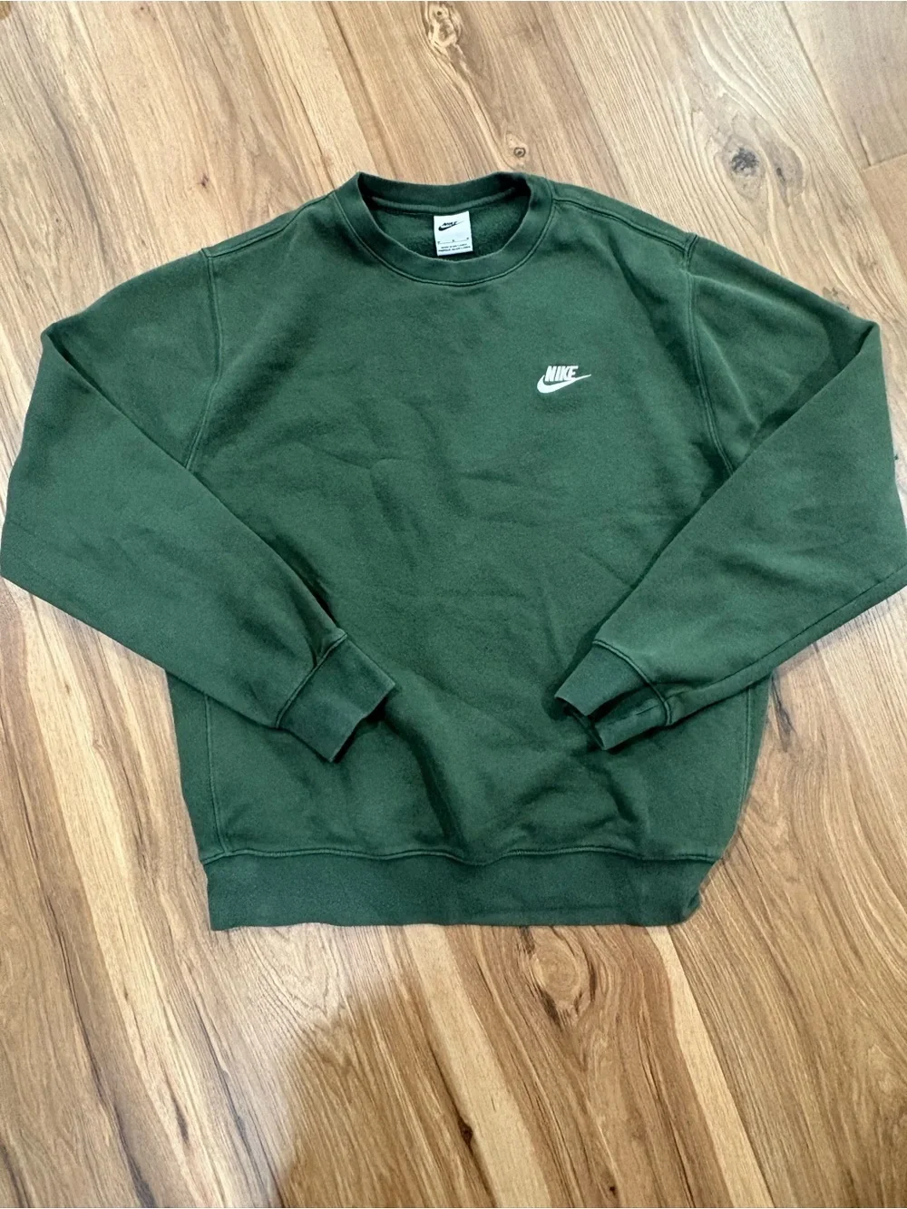 Nike Men’s Dark Green Crewneck Sweatshirt with White Logo - Picture 1 of 1